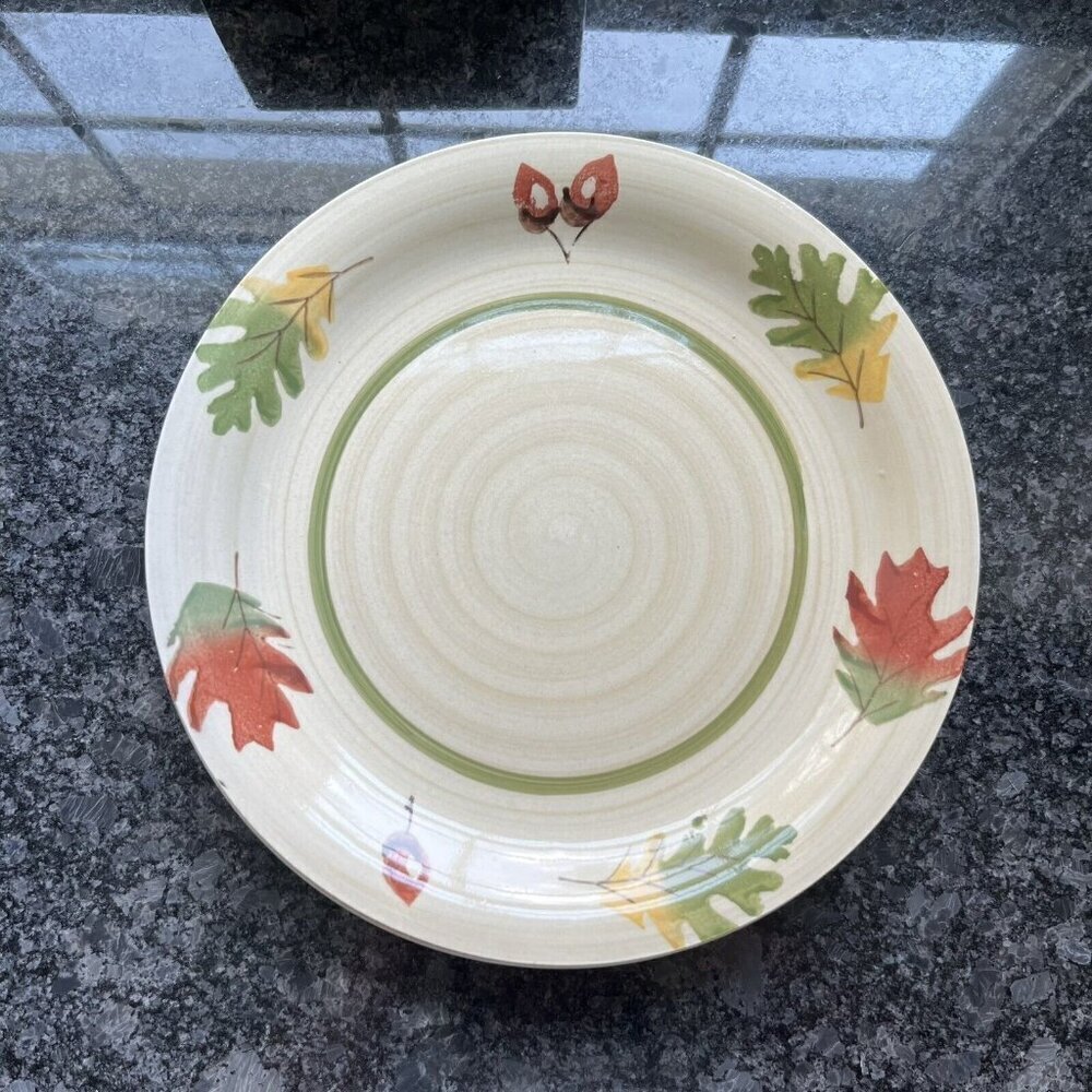 Royal Norfolk Autumn Leaves RNF84 Dinner Plate Acorn Leaf Fall Holiday Yellow